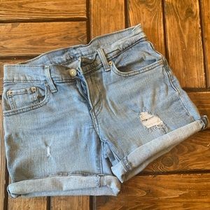 Levi’s light wash shorts, distressed
